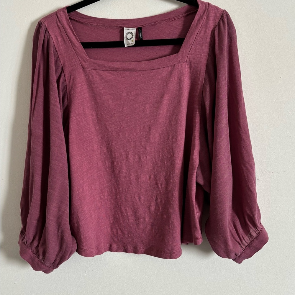 Anthropologie Square Neck Blouse - Deep Pink